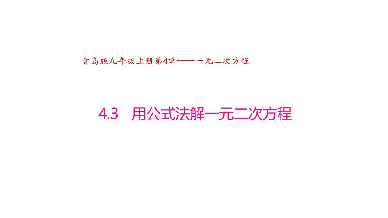 4.3 用公式法解一元二次方程（同步课件）（青岛版）2024-2025学年9上数学同步课堂 课件+分层作业01