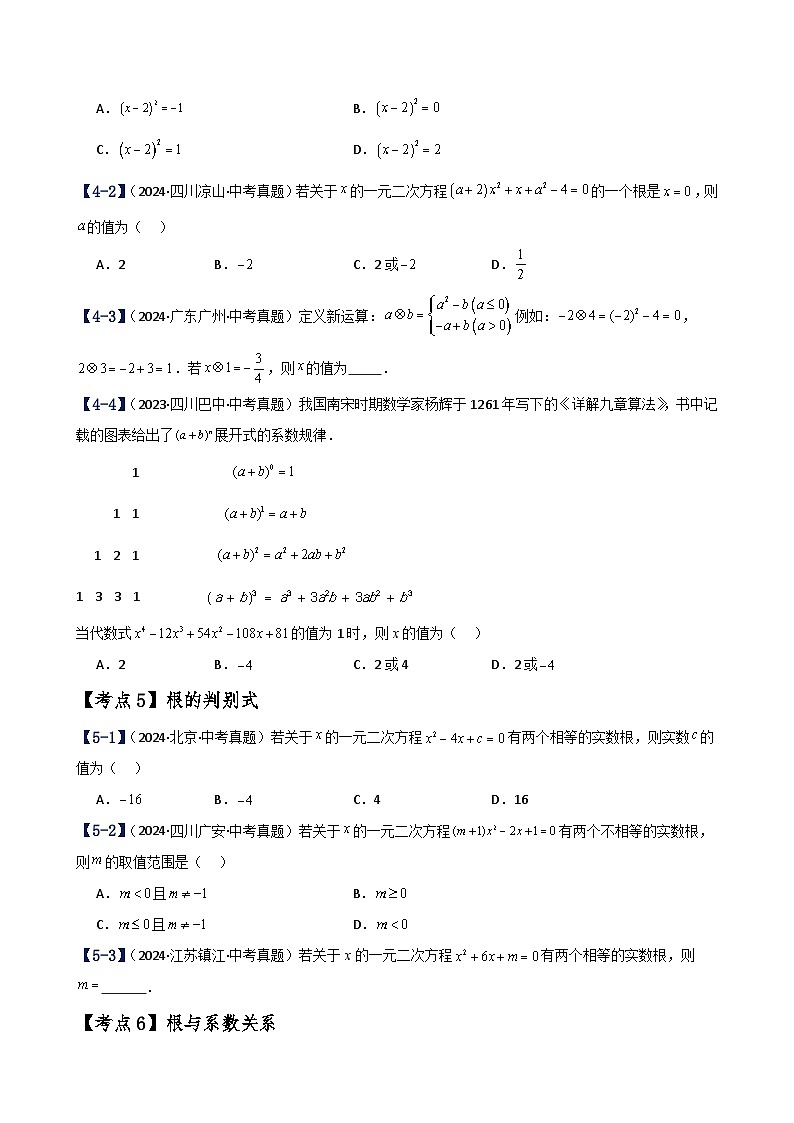 专题2.23 一元二次方程（中考真题11大考点分类专题）（考点梳理与题型分类讲解）（北师大版）（学生版）-2024-2025学年九年级数学上册基础知识专项突破讲与练（北师大版）第3页