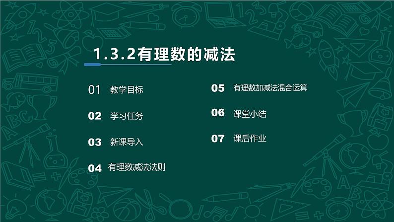 人教版七年级数学上册同步精品课堂 1.3.2 有理数的减法（同步课件）第2页