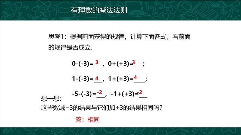 人教版七年级数学上册同步精品课堂 1.3.2 有理数的减法（同步课件）第6页