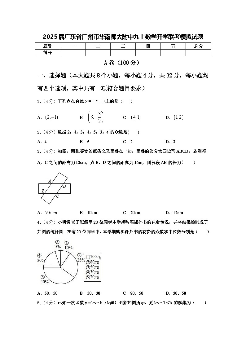 2025届广东省广州市华南师大附中九上数学开学联考模拟试题【含答案】第1页