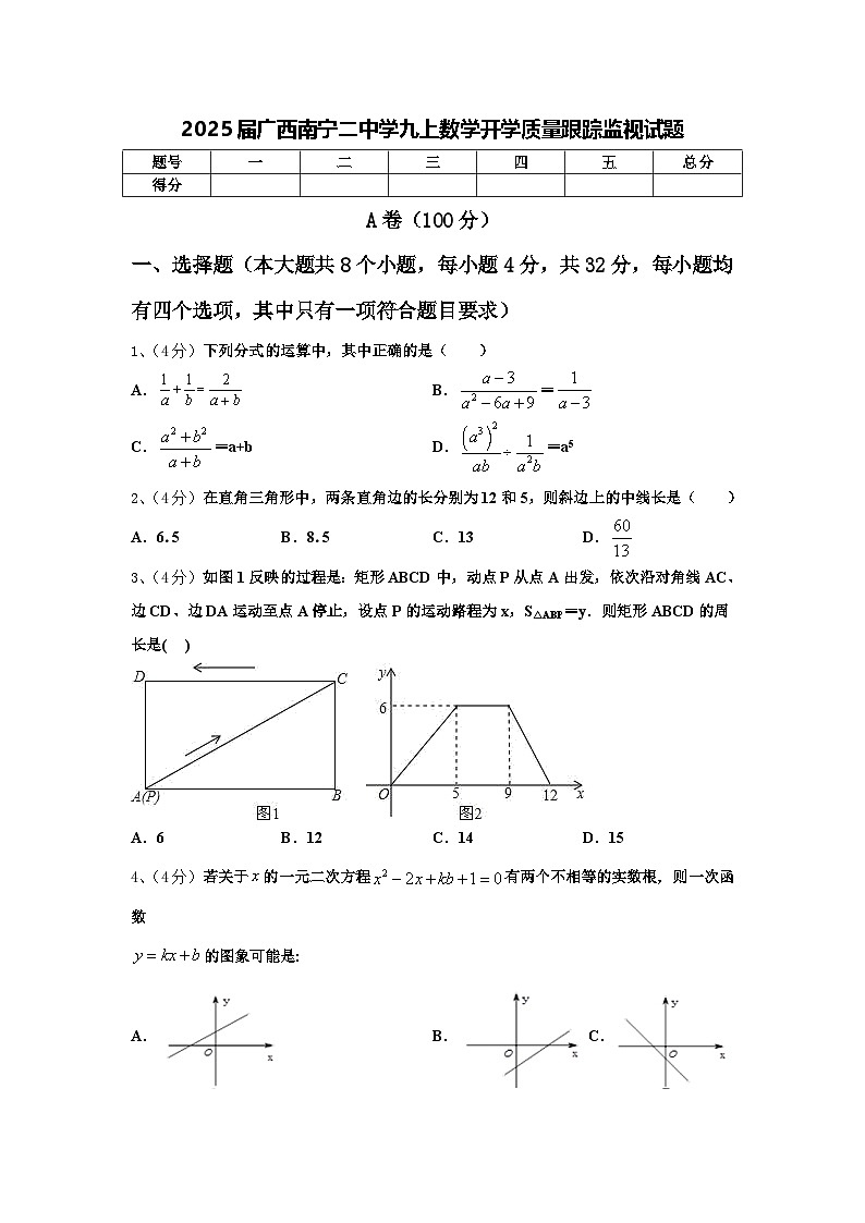 2025届广西南宁二中学九上数学开学质量跟踪监视试题【含答案】第1页