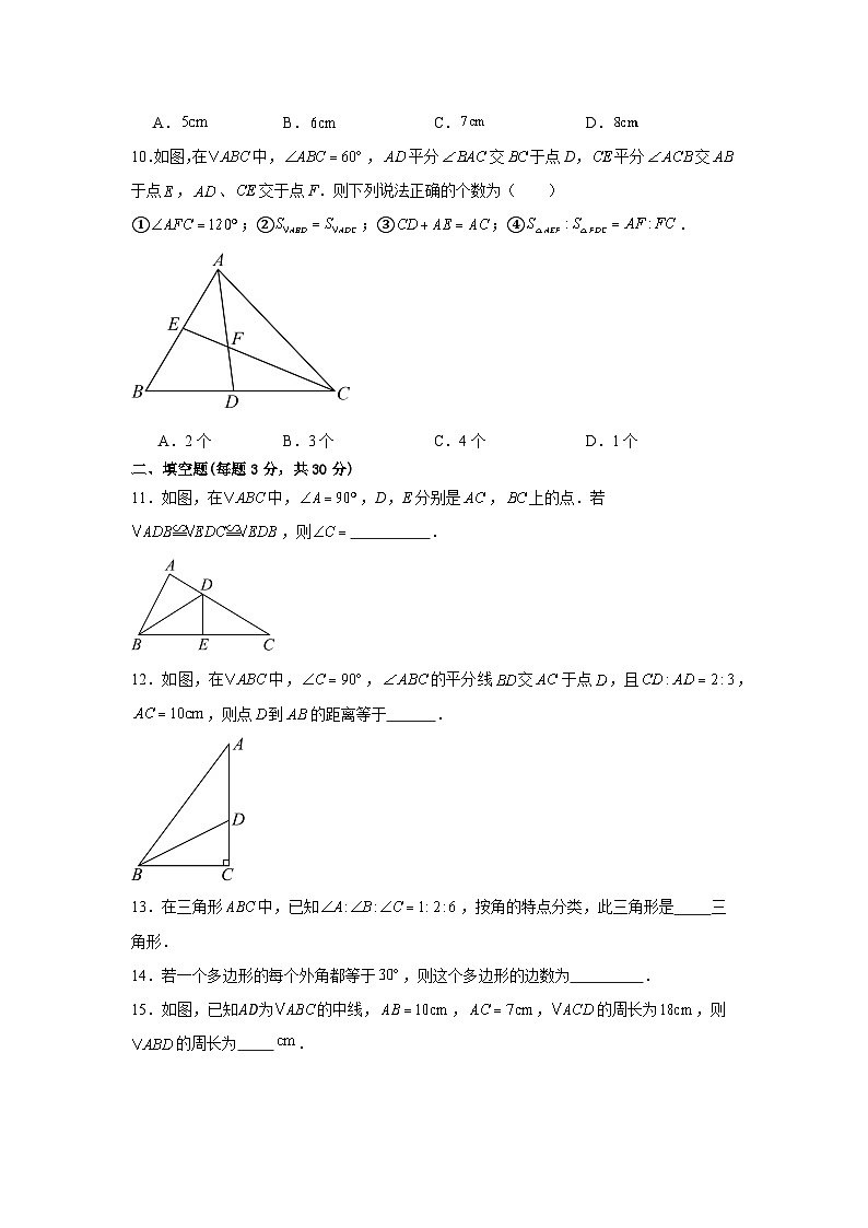 2024-2025学年人教版八年级上册数学期中模拟试题第3页