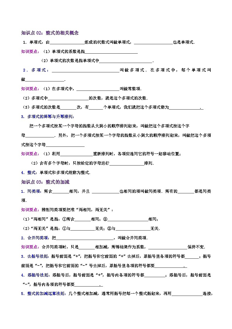 苏科版数学七年级上册全程通关培优(专项卷+章节复习+期中期末备考)专题3.2代数式(章节复习+考点讲练)特训（学生版+解析）第2页