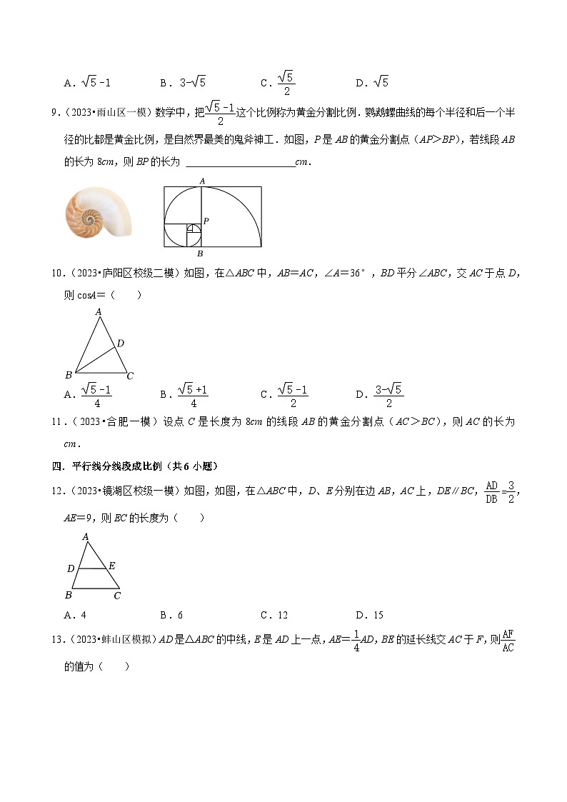 5年(2019-2023)中考1年模拟数学真题分项汇编(安徽专用)专题17图形的相似(真题1个考点模拟13个考点)特训（学生版+解析）第3页
