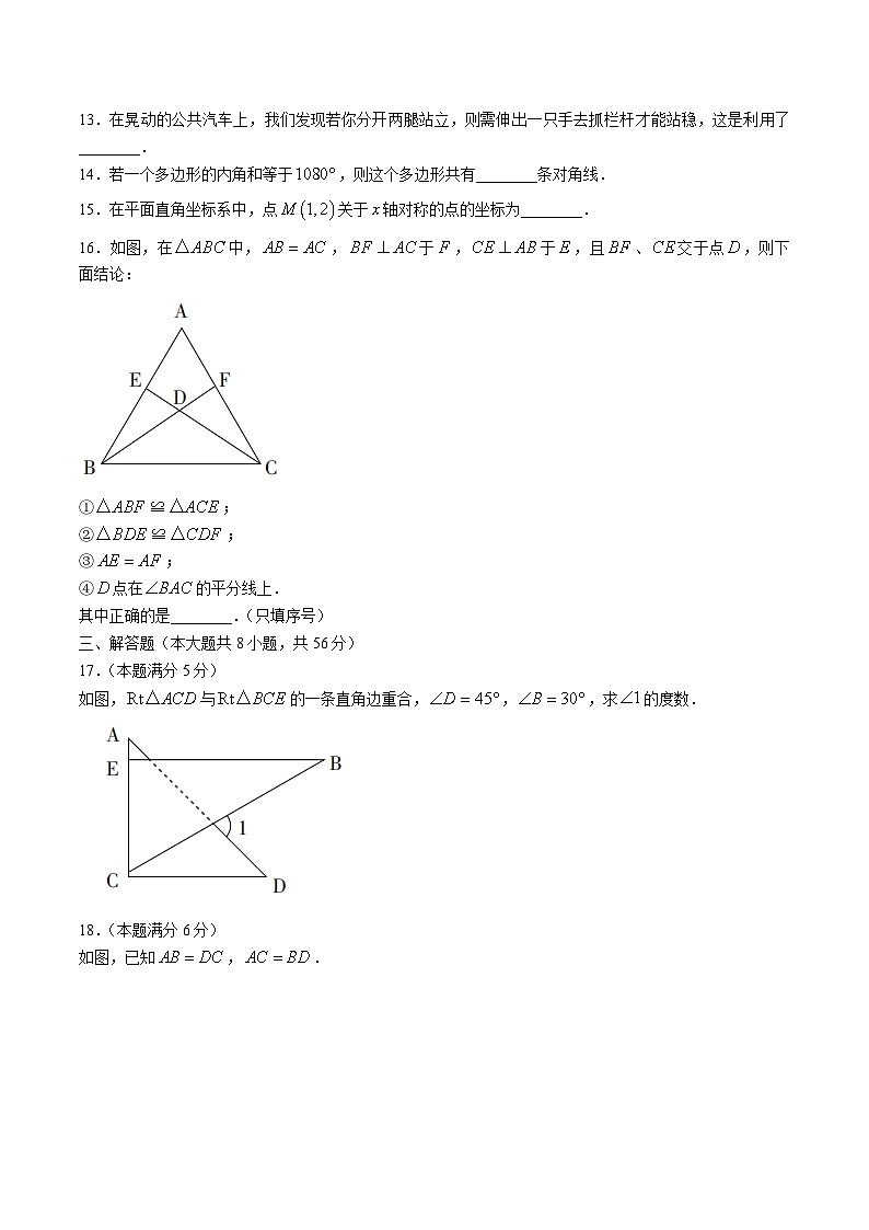 云南省昭通市永善县2023-2024学年八年级上学期期中考试数学试卷(含答案)第3页