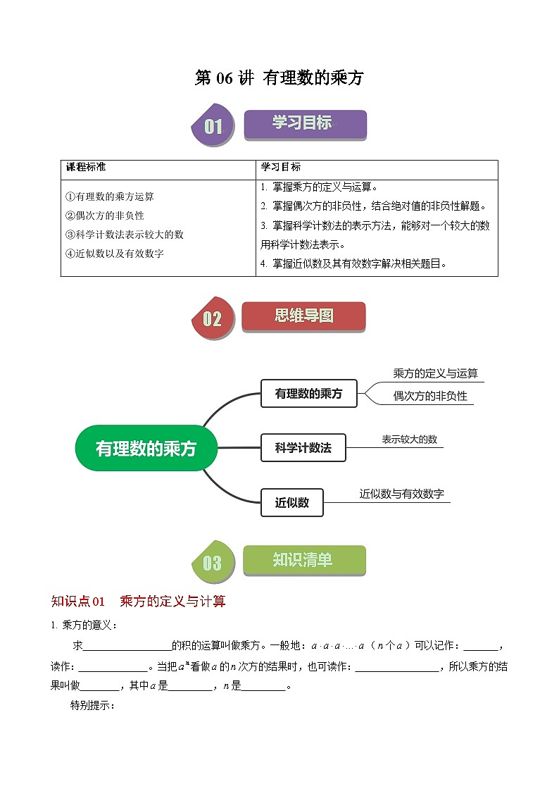 第06讲 有理数的乘方（原卷版）01
