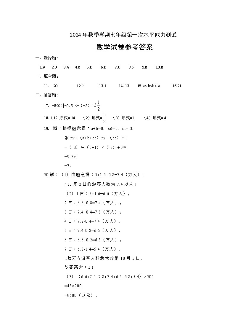 湖北省省直辖县级行政单位潜江市部分初中学校联考2024-2025学年八年级上学期10月月考数学试题答案第1页