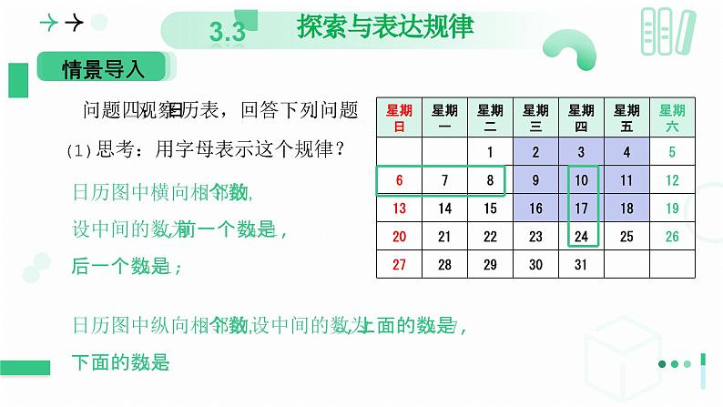 3.3 探索与表达规律 第一课时 探索数字与图形中的规律 课件-2024-2025学年北师大版数学七年级上册06