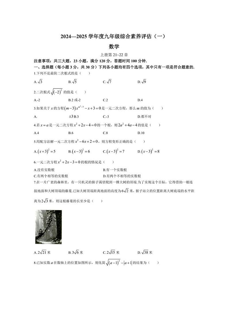 [数学]河南省洛阳市新安县磁涧镇第一初级中学2024～2025学年九年级上学期9月月考试题(有答案)第1页