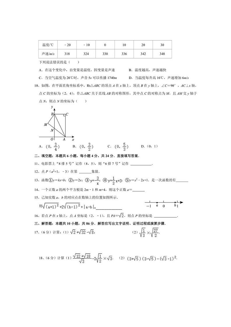 [数学]山东省济南高新区五校联考2024～2025学年八年级上学期阶段性测试月考试题(有答案)第2页