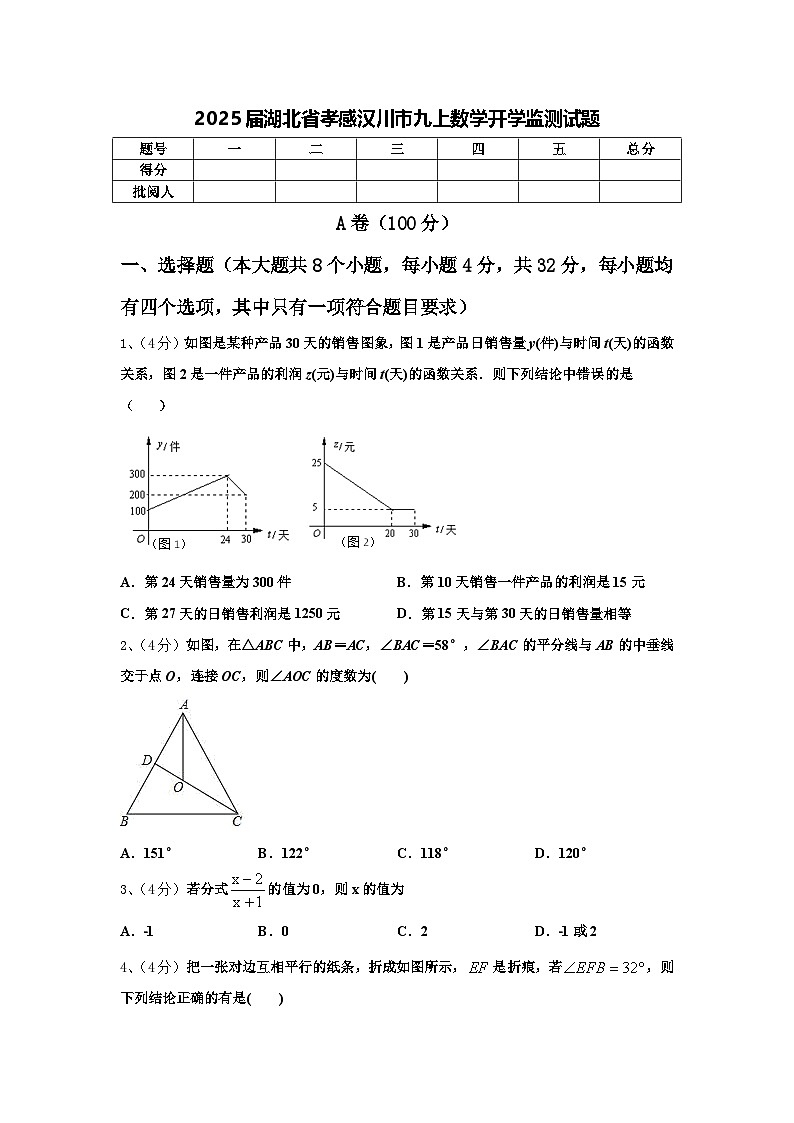 2025届湖北省孝感汉川市九上数学开学监测试题【含答案】第1页