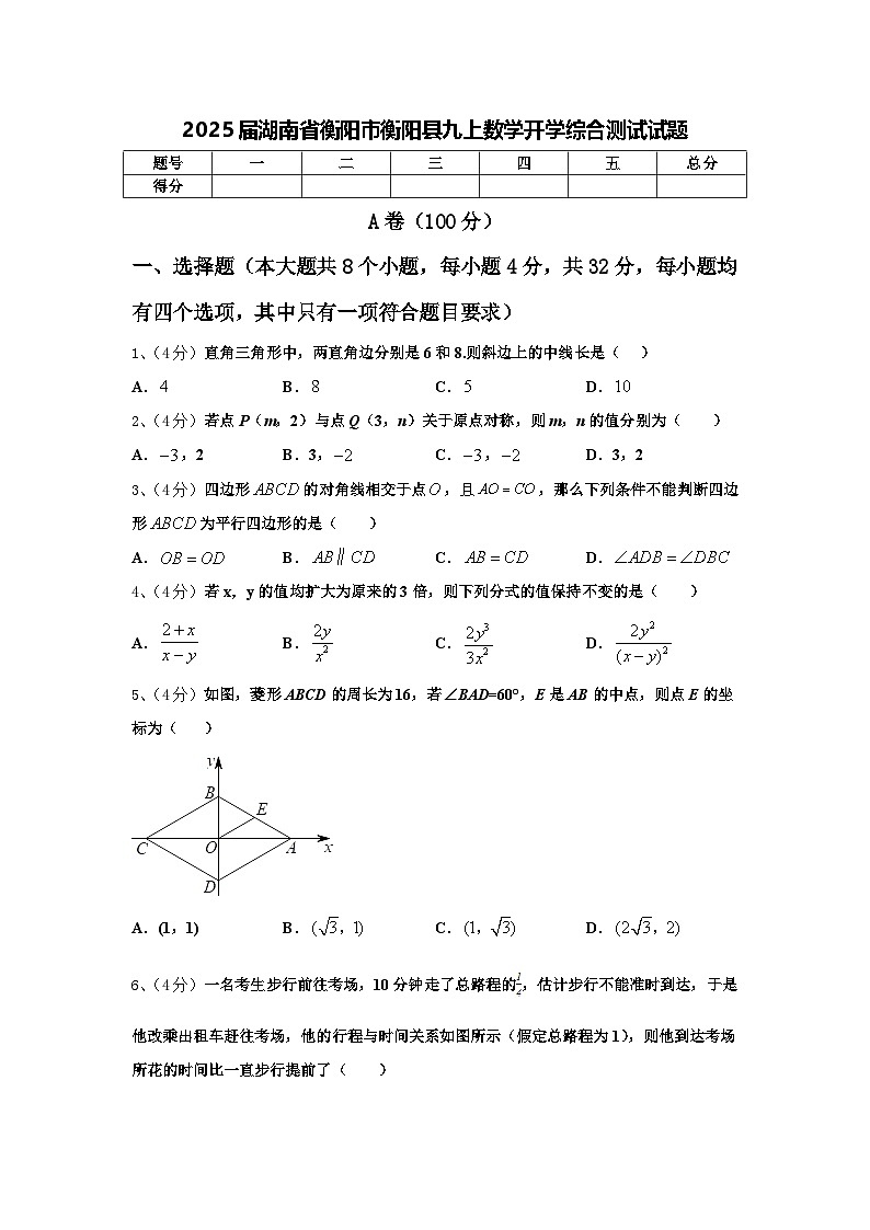 2025届湖南省衡阳市衡阳县九上数学开学综合测试试题【含答案】第1页