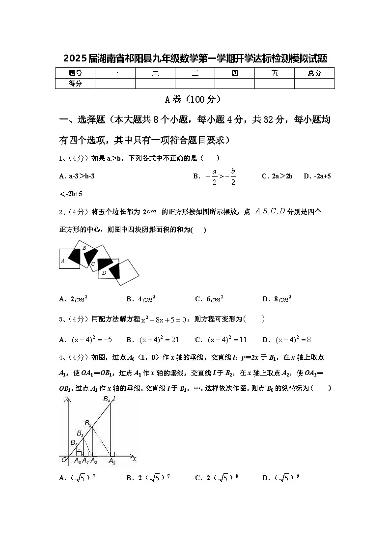 2025届湖南省祁阳县九年级数学第一学期开学达标检测模拟试题【含答案】第1页
