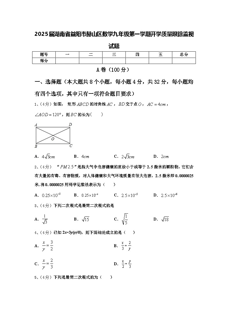 2025届湖南省益阳市赫山区数学九年级第一学期开学质量跟踪监视试题【含答案】第1页