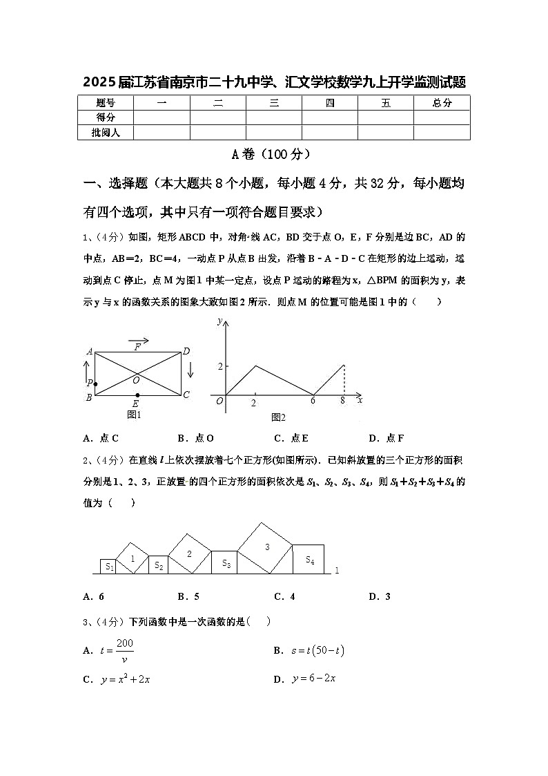 2025届江苏省南京市二十九中学、汇文学校数学九上开学监测试题【含答案】第1页