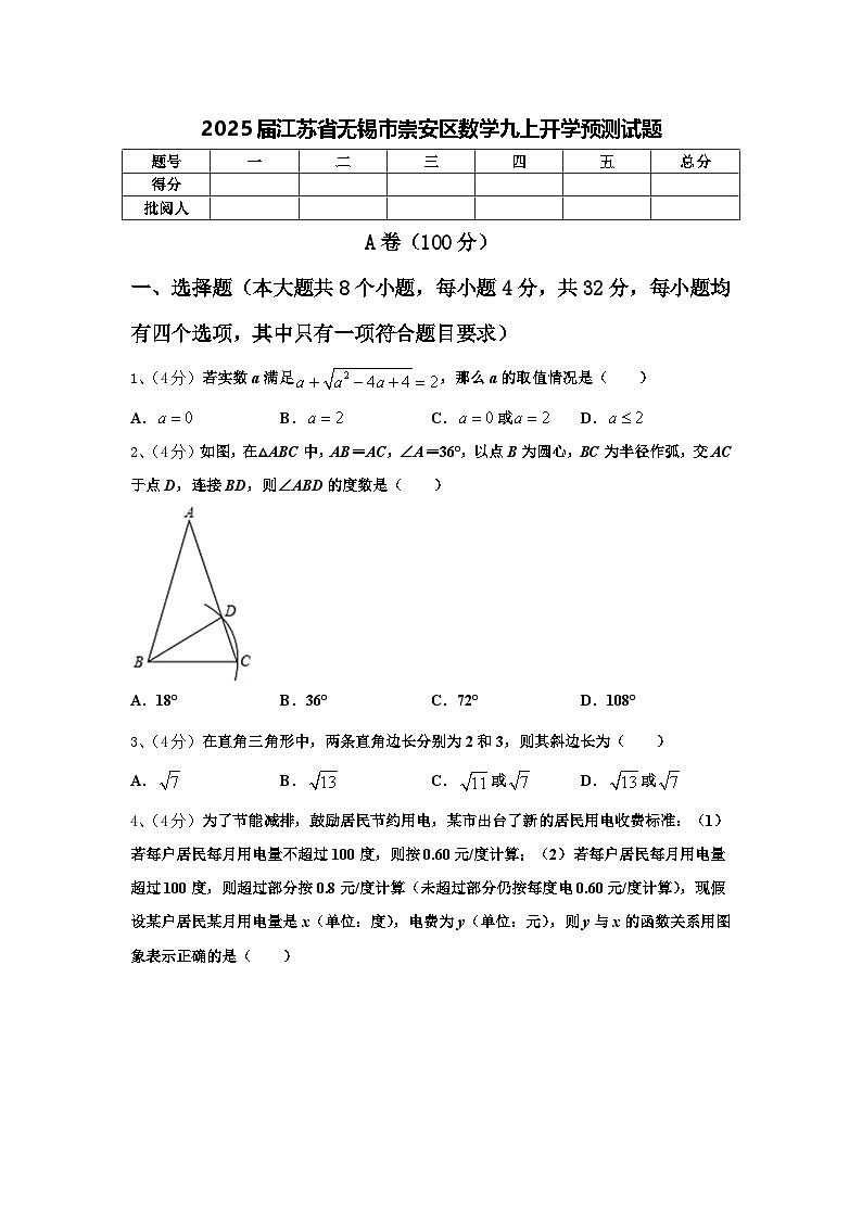 2025届江苏省无锡市崇安区数学九上开学预测试题【含答案】第1页