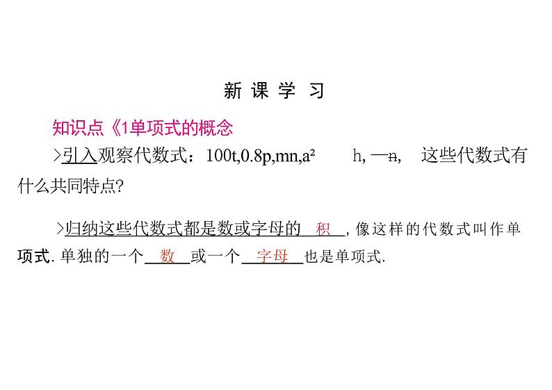 4.1　整式 课件  数学人教版七年级上册第2页