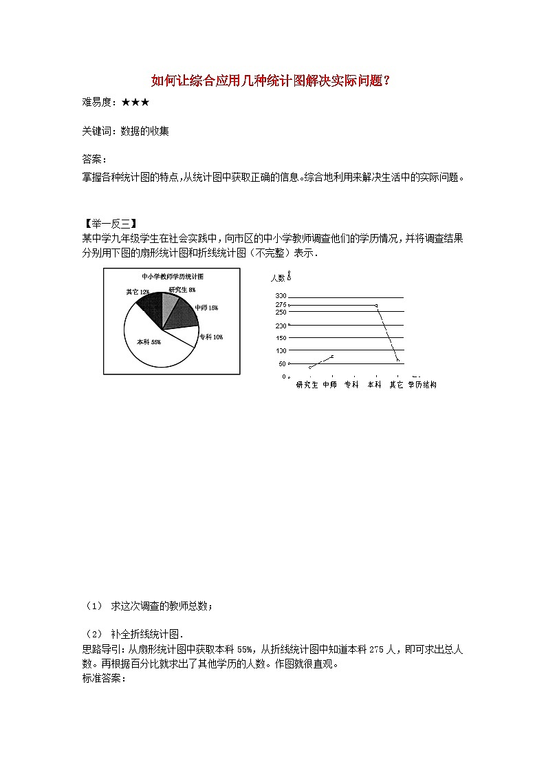 北师大版七年级数学上册第六章数据的收集与整理4统计图的选择如何让综合应用几种统计图解决实际问题？ 学案第1页