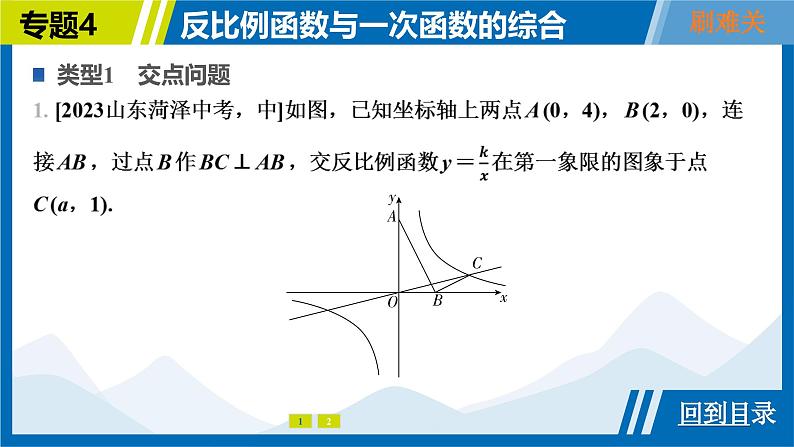 2025中考复习数学考点专题探究课件：专题4　反比例函数与一次函数的综合第4页