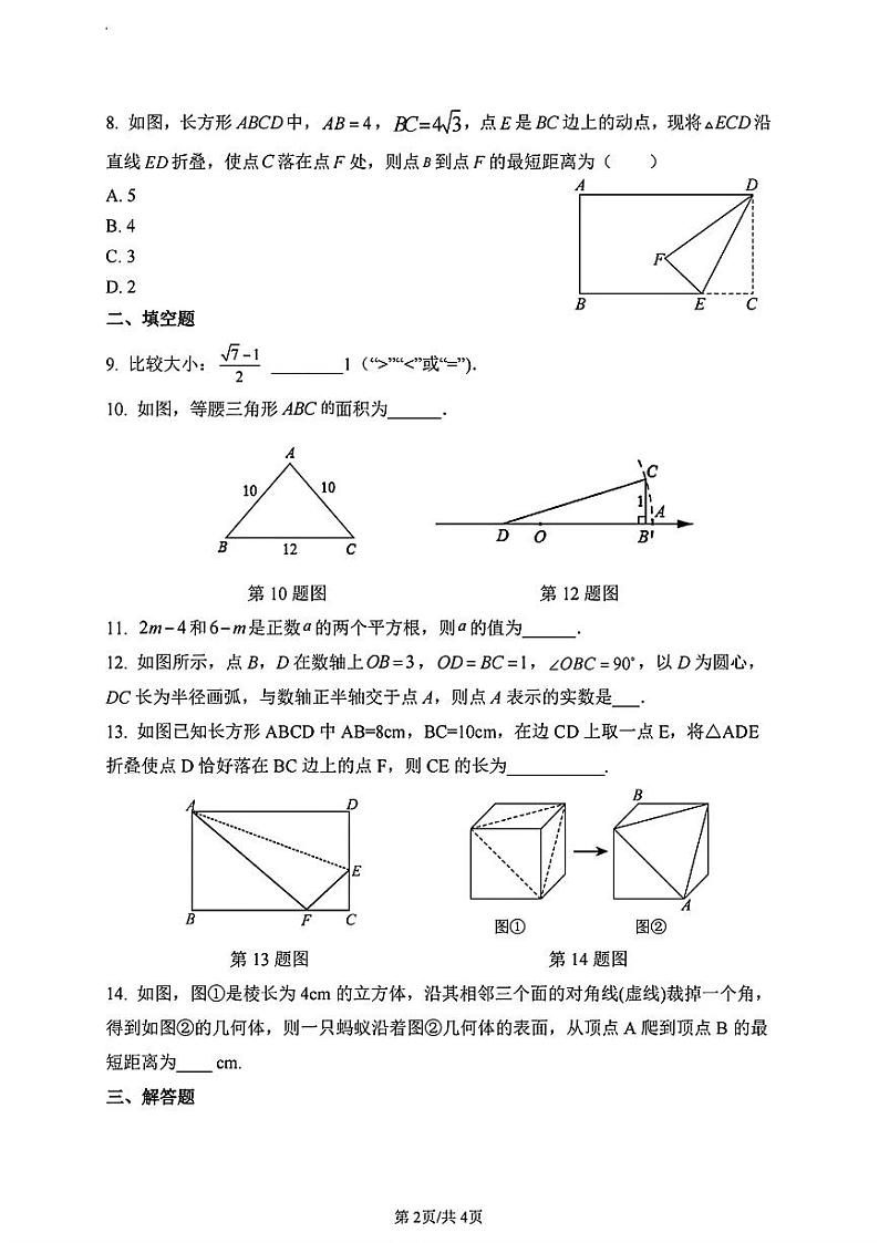 山东省青岛市崂山区实验学校2024-2025学年八年级上学期10月考数学试卷02