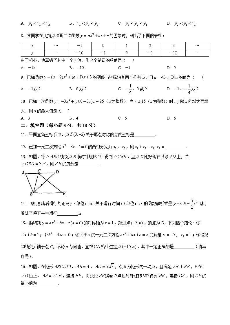 湖北省武汉二中广雅2024-2025学年上学期九年级10月月考数学试题(无答案)第2页