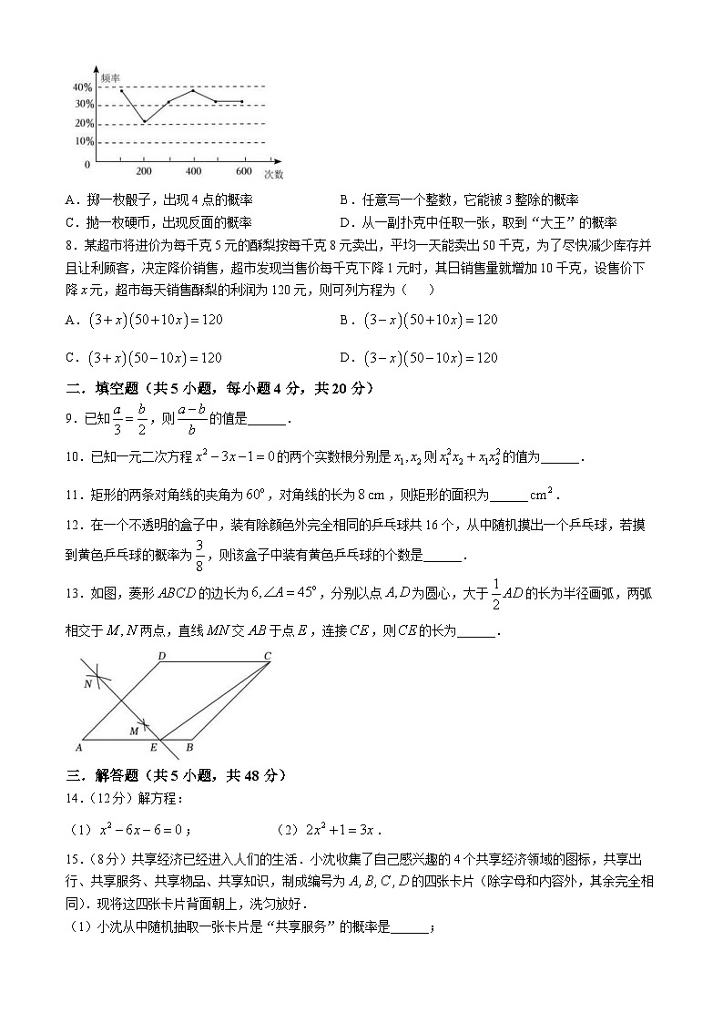 四川省成都市石室天府中学2024-2025学年九年级上学期10月月考数学试题(无答案)第2页