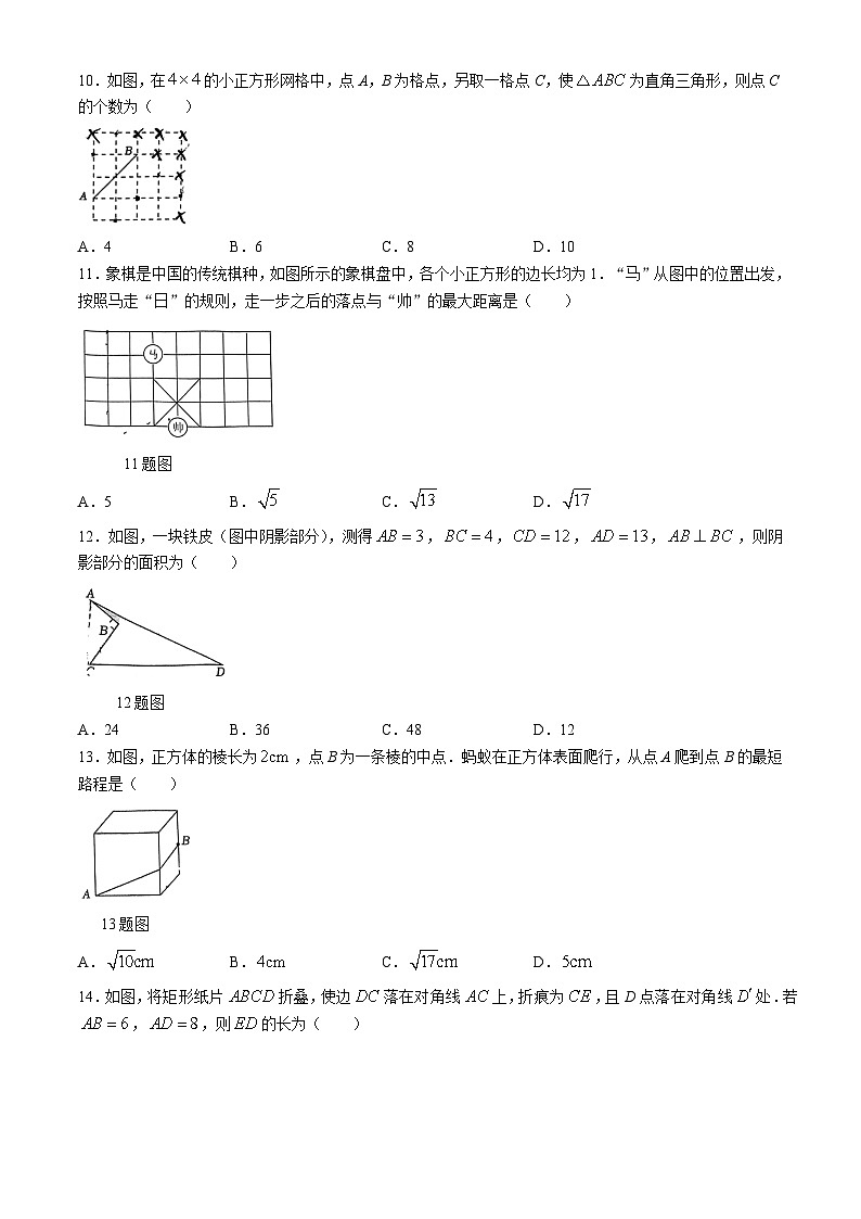 山东省济南市槐荫区医学中心实验学校2024-2025学年八年级上学期10月月考数学试题(无答案)第2页
