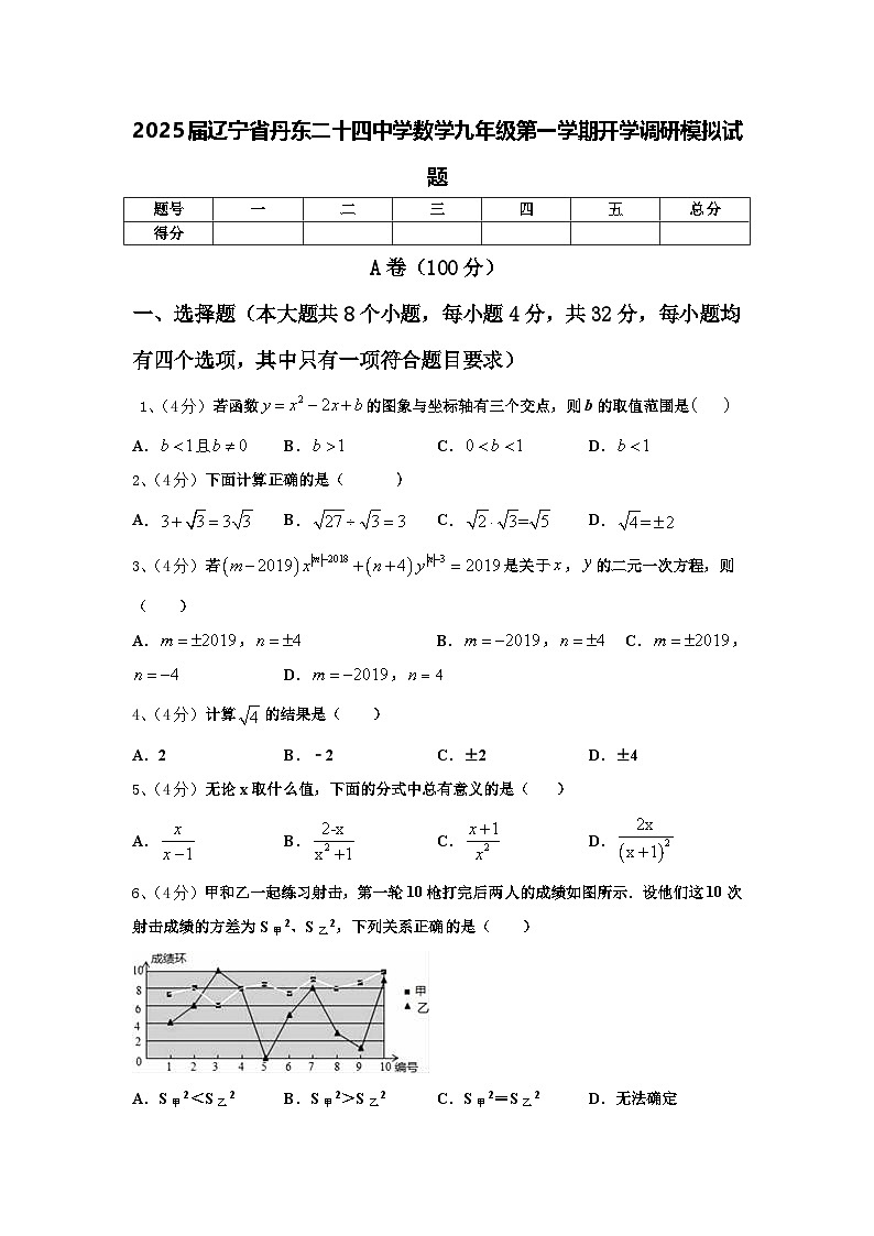 2025届辽宁省丹东二十四中学数学九年级第一学期开学调研模拟试题【含答案】第1页
