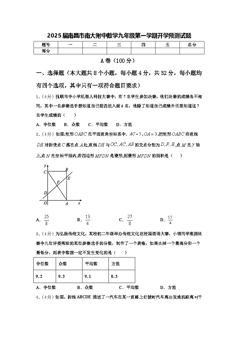 2025届南昌市南大附中数学九年级第一学期开学预测试题【含答案】第1页