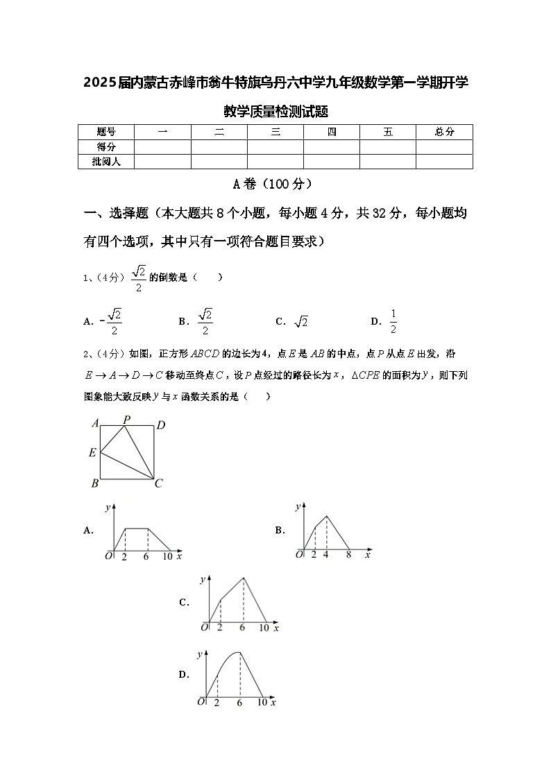 2025届内蒙古赤峰市翁牛特旗乌丹六中学九年级数学第一学期开学教学质量检测试题【含答案】01