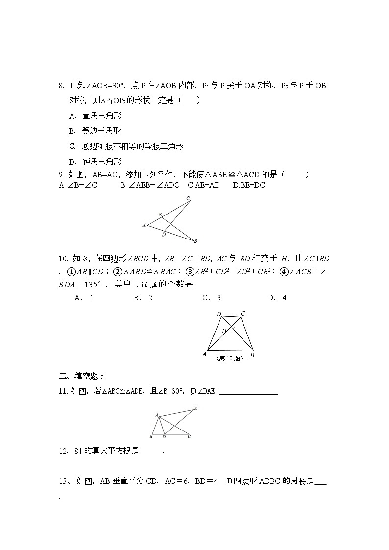 河南省信阳市淮滨县台头乡河东中学2024---2025学年八年级上学期期中数学试题02