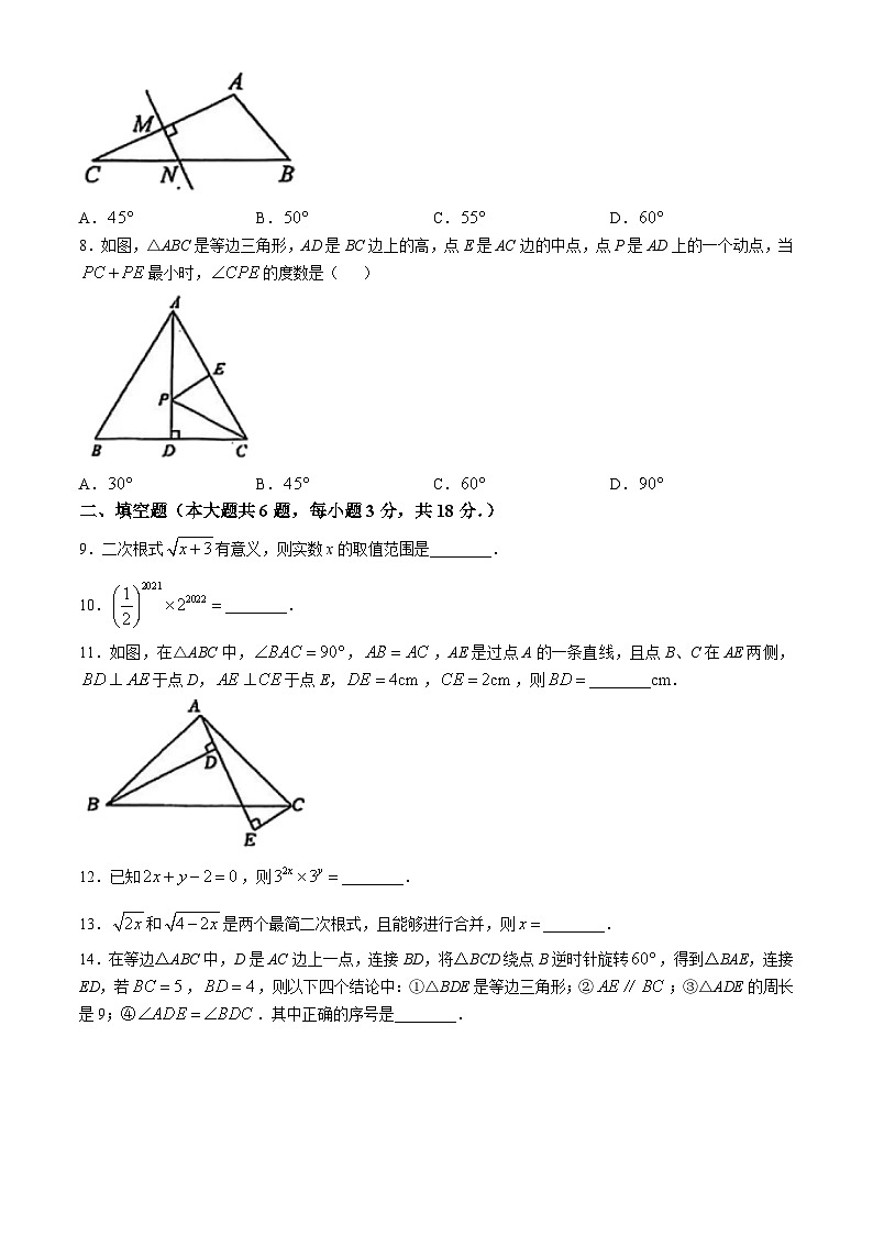 吉林省长春市新解放中学初中部2024-2025学年八年级上学期第一次月考数学试题(无答案)第2页