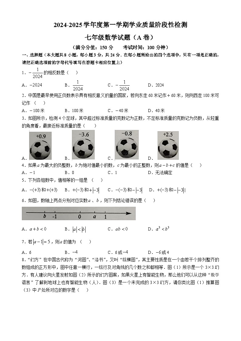 江苏省连云港市灌南县2024-2025学年七年级上学期第一次月考数学试卷第1页