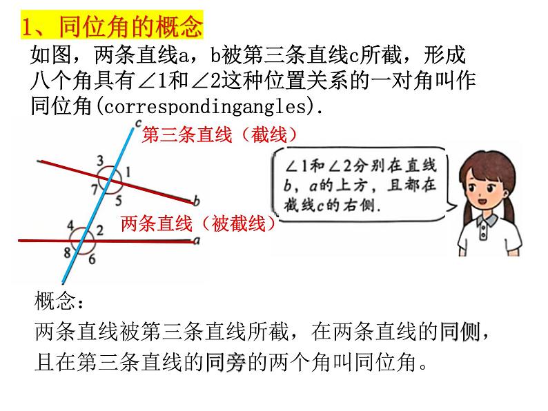 6.4平行线（2）--平行线的判定--同位角课件2024-2025学年苏科版七年级数学上册05