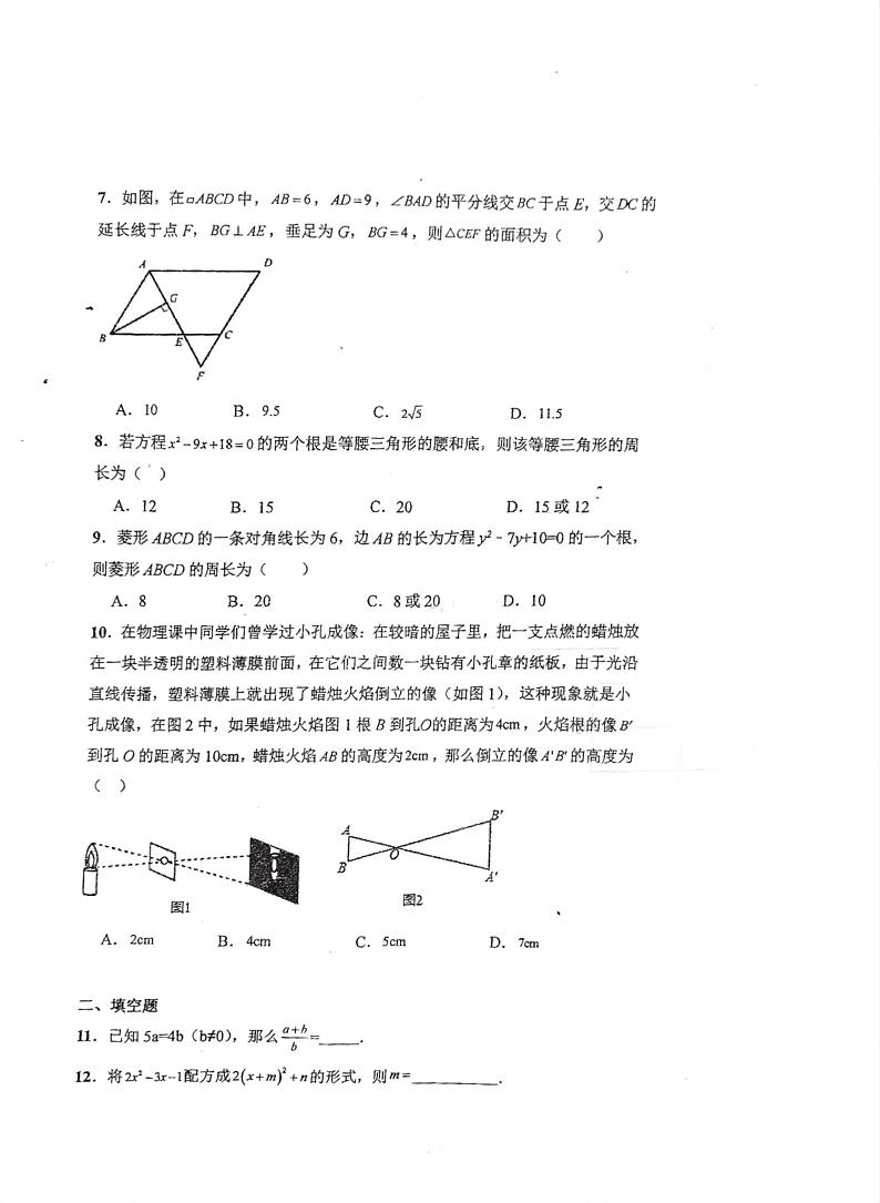 辽宁省沈阳市于洪区大兴九年一贯制学校2024-2025学年九年级上学期10月月考数学试题02