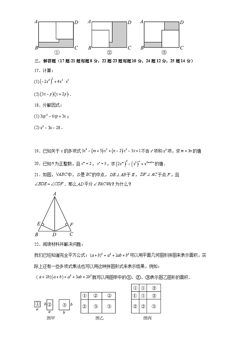 福建省莆田第八中学2023-2024学年上学期八年级数学第3次月考试卷第3页