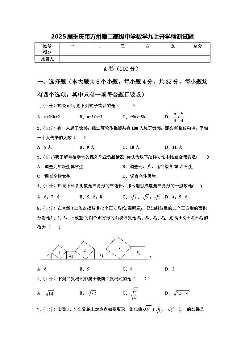 2025届重庆市万州第二高级中学数学九上开学检测试题【含答案】第1页