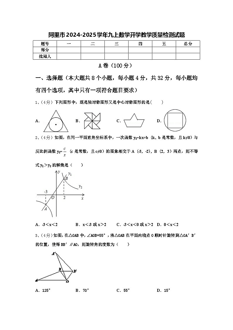 阿里市2024-2025学年九上数学开学教学质量检测试题【含答案】第1页