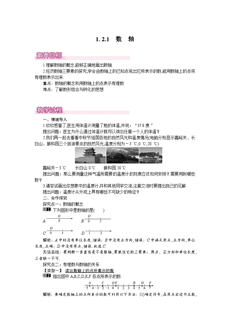 （湘教版2024）七年级数学上册同步1.2.1 数轴 课件+教案+同步练习01