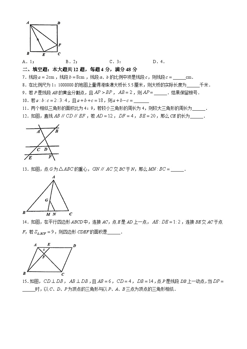 上海市建平实验中学2024—-2025学年上学期10月月考九年级数学试卷(无答案)第2页