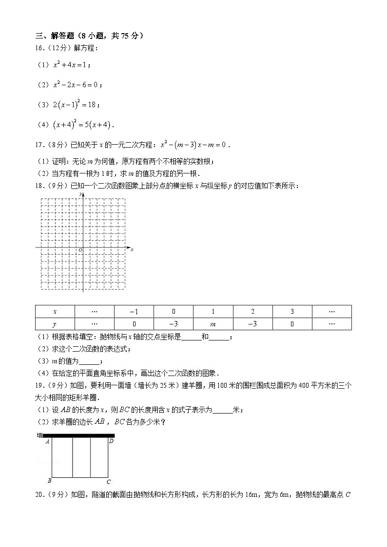 河南省洛阳市东升第二初级中学2024--2025学年九年级上学期第一次月考数学试卷03
