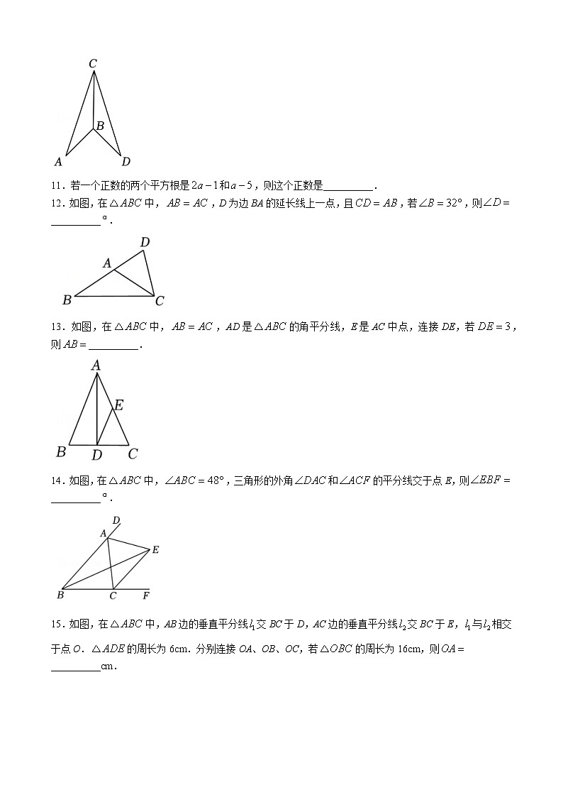 江苏省扬州市邗江区维扬中学2024-2025学年八年级上学期10月月考数学试卷(无答案)03