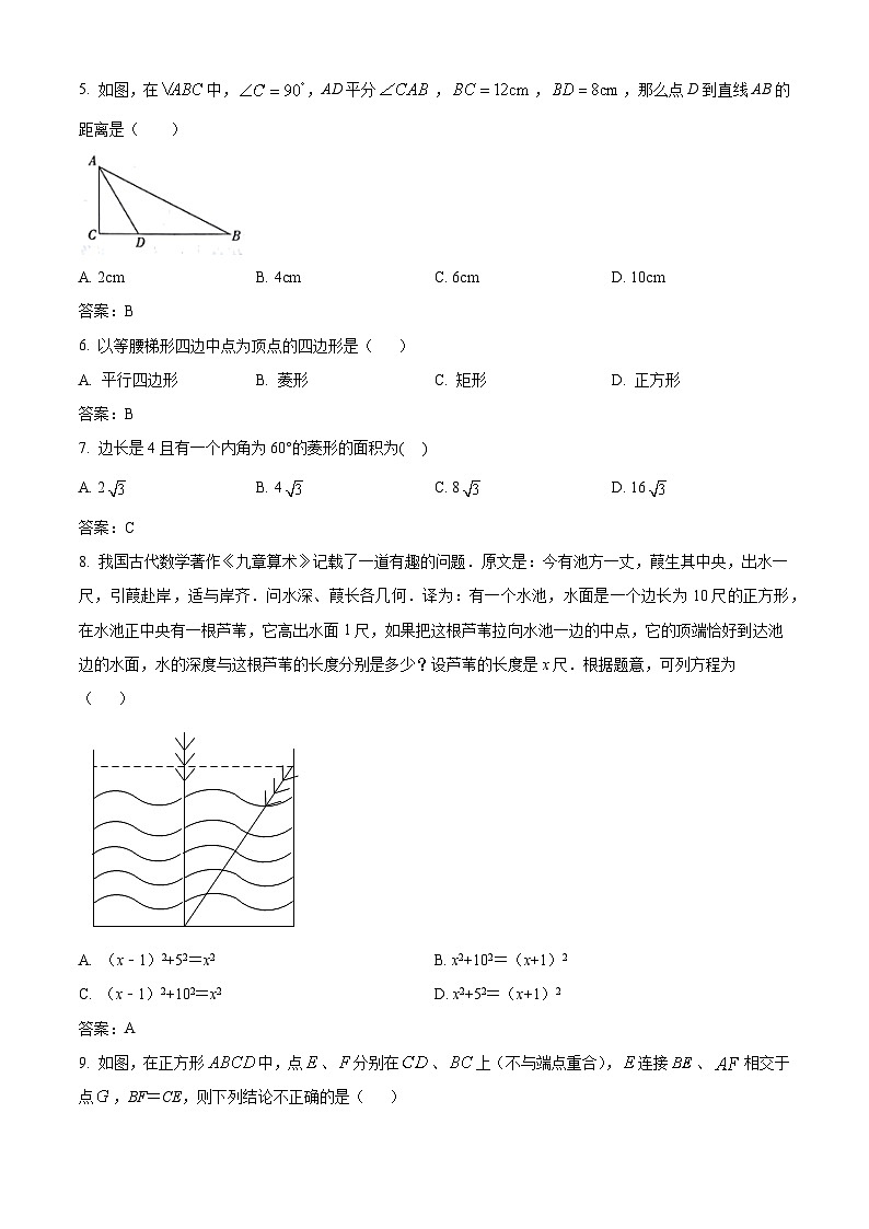 湖南省永州市新田县2023-2024学年八年级下学期期中考试数学试卷(含答案)第2页