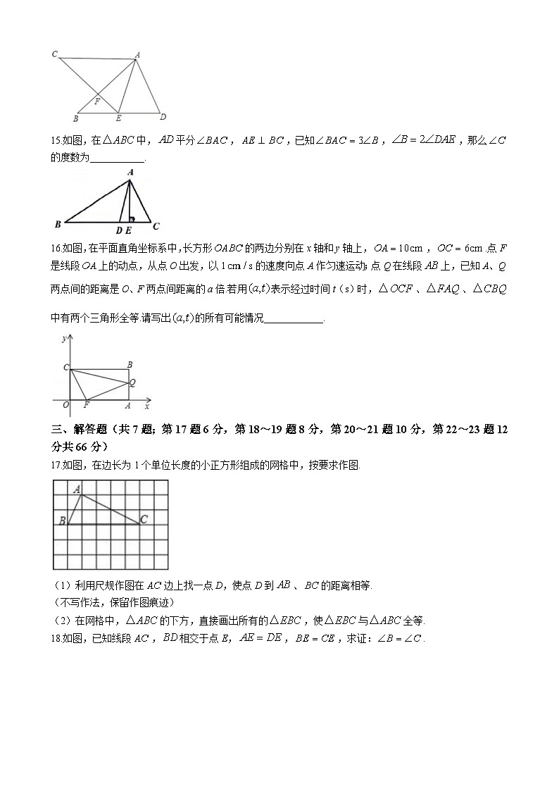 浙江省台州市临海市东塍镇中学2024-2025学年八年级上学期10月月考数学试题03