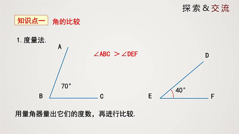 北师版初中七上数学4.4 角的比较（课件）第4页