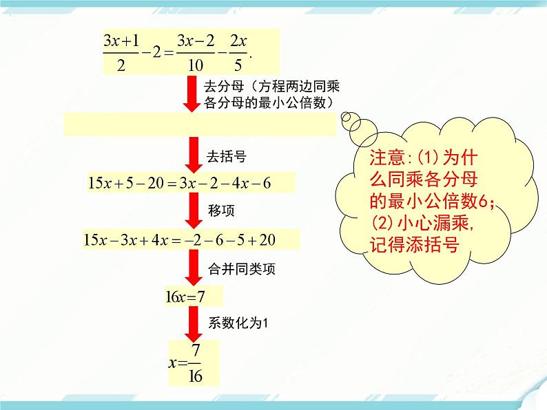 2024七年级上册数学公开课获奖课件PPT 人教版 3.3 第2课时 利用去分母解一元一次方程07