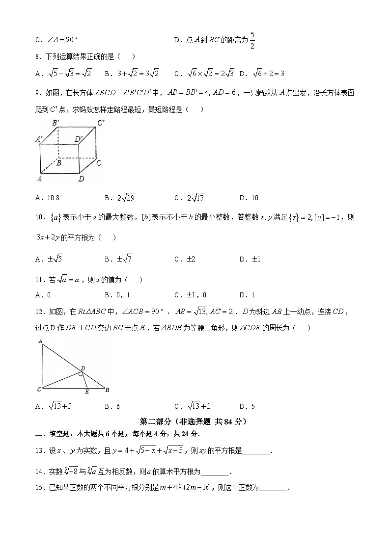 山东省枣庄市第二实验学校2024-2025学年上学期9月月考八年级数学试卷(无答案)02