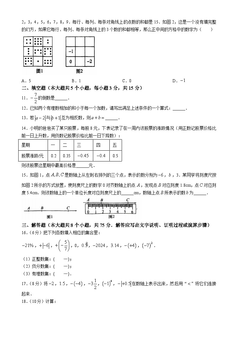 河南省新乡市辉县市第一民族学校2024-2025学年七年级上学期10月月考数学试题(无答案)第2页