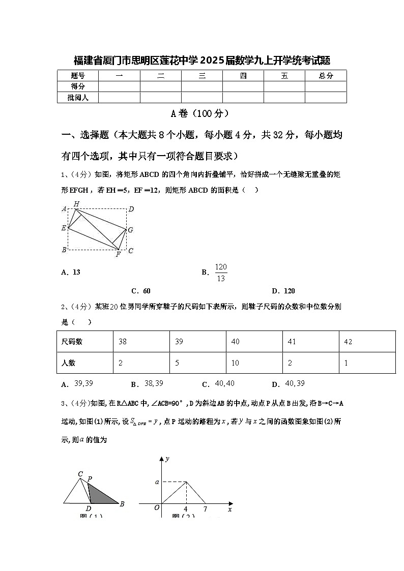 福建省厦门市思明区莲花中学2025届数学九上开学统考试题【含答案】01